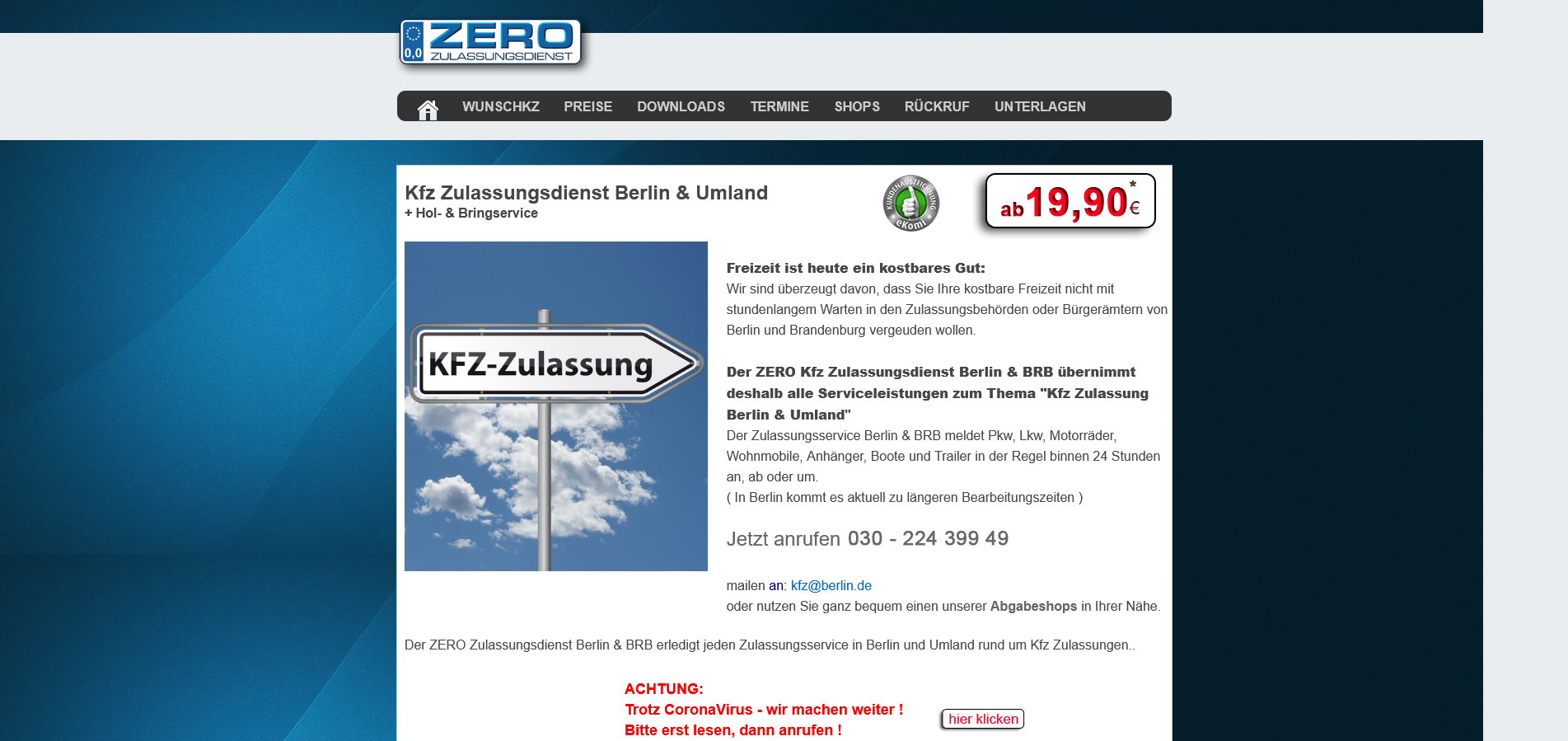 Zero-KFZ-Zulassungsdienst aus Berlin-toller und schneller Service