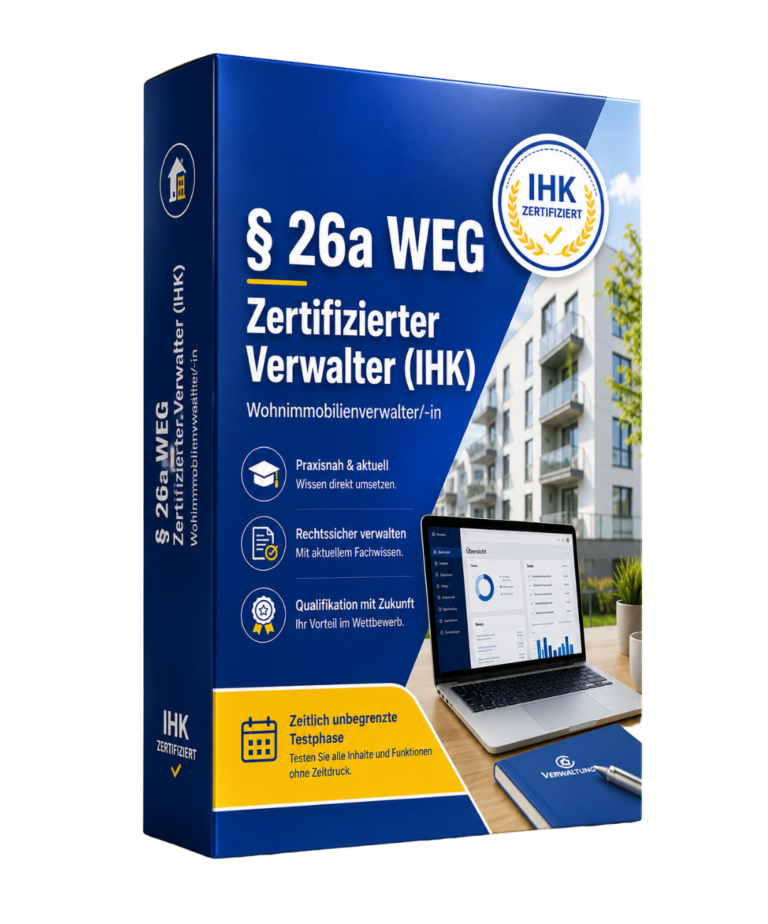 Sachkundelehrgang – § 26a WEG zertifizierter Verwalter (IHK) (Wohnimmobilienverwalter/-in)