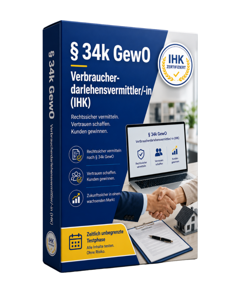 Sachkundelehrgang – § 34k GewO Verbraucherdarlehensvermittler/-in (IHK)