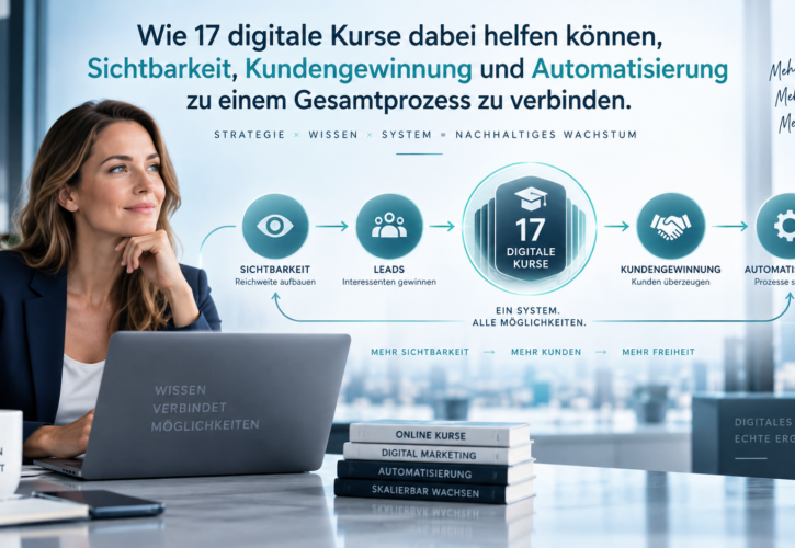 Wie 17 digitale Kurse dabei helfen können, Sichtbarkeit, Kundengewinnung und Automatisierung zu einem Gesamtprozess zu verbinden.